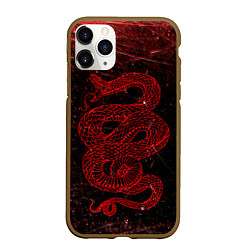 Чехол iPhone 11 Pro матовый Красная Змея Red Snake Глитч, цвет: 3D-коричневый