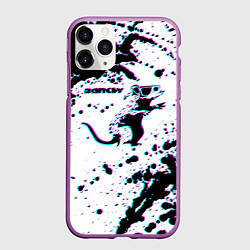 Чехол iPhone 11 Pro матовый BANKSY БЭНКСИ крыса в очках глитч, цвет: 3D-фиолетовый