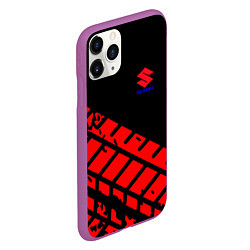 Чехол iPhone 11 Pro матовый SUZUKI следы шин, цвет: 3D-фиолетовый — фото 2