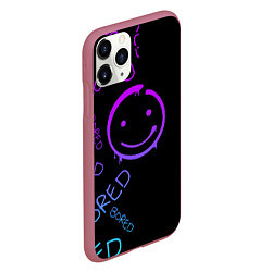 Чехол iPhone 11 Pro матовый Neon Bored Half pattern, цвет: 3D-малиновый — фото 2