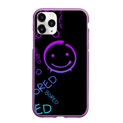 Чехол iPhone 11 Pro матовый Neon Bored Half pattern, цвет: 3D-фиолетовый