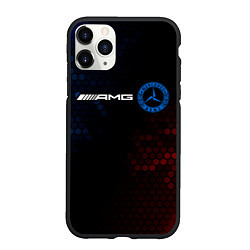 Чехол iPhone 11 Pro матовый МЕРСЕДЕС AMG - Соты, цвет: 3D-черный