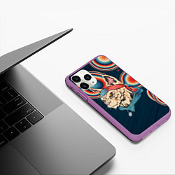 Чехол iPhone 11 Pro матовый Кот-комикадзе, цвет: 3D-фиолетовый — фото 2