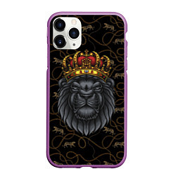 Чехол iPhone 11 Pro матовый Король лев Black, цвет: 3D-фиолетовый