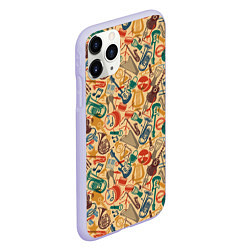 Чехол iPhone 11 Pro матовый Инструменты Музыкальные, цвет: 3D-светло-сиреневый — фото 2