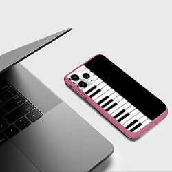 Чехол iPhone 11 Pro матовый Черно-Белое Пианино Piano, цвет: 3D-малиновый — фото 2