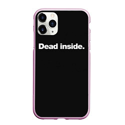 Чехол iPhone 11 Pro матовый Dead Inside Надпись, цвет: 3D-розовый