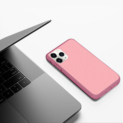 Чехол iPhone 11 Pro матовый Вязаный простой узор косичка Три оттенка розового, цвет: 3D-малиновый — фото 2