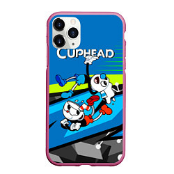 Чехол iPhone 11 Pro матовый 2 чашечки cuphead, цвет: 3D-малиновый