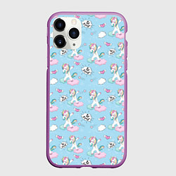 Чехол iPhone 11 Pro матовый Dab Единороги, цвет: 3D-фиолетовый