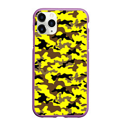 Чехол iPhone 11 Pro матовый Камуфляж Жёлто-Коричневый, цвет: 3D-фиолетовый