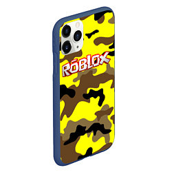 Чехол iPhone 11 Pro матовый Roblox Камуфляж Жёлто-Коричневый, цвет: 3D-тёмно-синий — фото 2