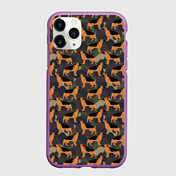 Чехол iPhone 11 Pro матовый Немецкие Военные Овчарки Кинолог, цвет: 3D-фиолетовый
