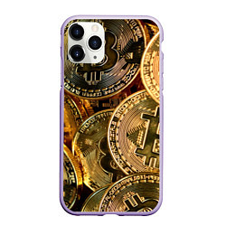 Чехол iPhone 11 Pro матовый Биткойны, цвет: 3D-светло-сиреневый