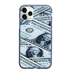Чехол iPhone 11 Pro матовый Доллары с Вашингтоном, цвет: 3D-серый