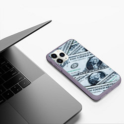 Чехол iPhone 11 Pro матовый Доллары с Вашингтоном, цвет: 3D-серый — фото 2