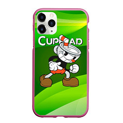 Чехол iPhone 11 Pro матовый Хитрая чашечка cuphead, цвет: 3D-малиновый