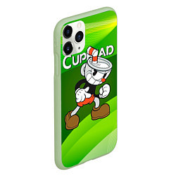 Чехол iPhone 11 Pro матовый Хитрая чашечка cuphead, цвет: 3D-салатовый — фото 2