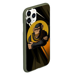 Чехол iPhone 11 Pro матовый Обезьяна с золотой цепью, цвет: 3D-темно-зеленый — фото 2