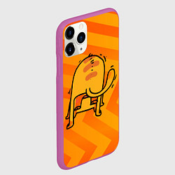 Чехол iPhone 11 Pro матовый Рыжий кот вверх тормашками, цвет: 3D-фиолетовый — фото 2