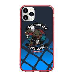 Чехол iPhone 11 Pro матовый Хоккей супер лига, цвет: 3D-красный