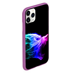 Чехол iPhone 11 Pro матовый Wolf Grin Волк Оскал Неон Neon, цвет: 3D-фиолетовый — фото 2