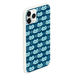 Чехол iPhone 11 Pro матовый Мордочки котов в плоском стиле Паттерн, цвет: 3D-белый — фото 2