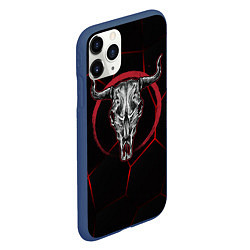 Чехол iPhone 11 Pro матовый Череп буйвола, цвет: 3D-тёмно-синий — фото 2