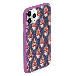 Чехол iPhone 11 Pro матовый Волейбольные мячи в огне, цвет: 3D-фиолетовый — фото 2