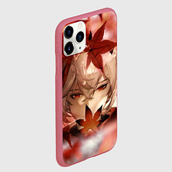 Чехол iPhone 11 Pro матовый Кадзуха и кленовые листья, цвет: 3D-малиновый — фото 2