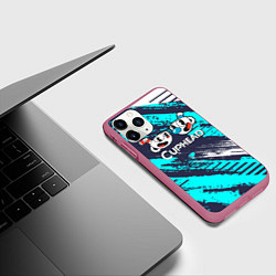Чехол iPhone 11 Pro матовый Cuphead две чашечки, цвет: 3D-малиновый — фото 2