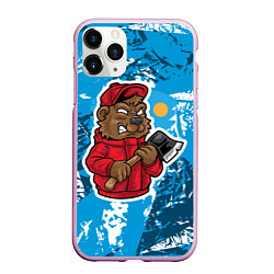 Чехол iPhone 11 Pro матовый Медведь дровосек