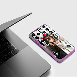 Чехол iPhone 11 Pro матовый Аниме АНГЕЛ ИЕРОГЛИФЫ, цвет: 3D-фиолетовый — фото 2