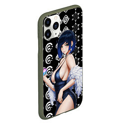 Чехол iPhone 11 Pro матовый Е ЛАНЬ в платье YELAN Genshin Impact Геншин Импакт, цвет: 3D-темно-зеленый — фото 2