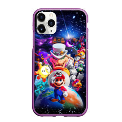 Чехол iPhone 11 Pro матовый Super Mario Odyssey Space Video game