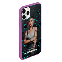 Чехол iPhone 11 Pro матовый Cyberpunk2077 Джуди, цвет: 3D-фиолетовый — фото 2