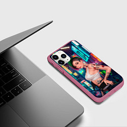 Чехол iPhone 11 Pro матовый Judy Cyberpunk2077 Киберпанк, цвет: 3D-малиновый — фото 2