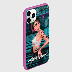 Чехол iPhone 11 Pro матовый Judy Cyberpunk2077 art, цвет: 3D-фиолетовый — фото 2