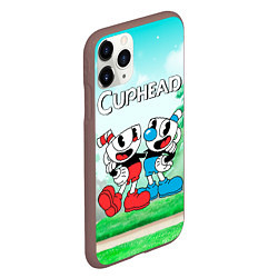 Чехол iPhone 11 Pro матовый Cuphead Красная и синяя чашечка, цвет: 3D-коричневый — фото 2