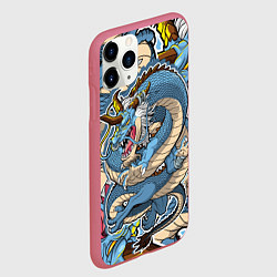 Чехол iPhone 11 Pro матовый Синий дракон-монст, цвет: 3D-малиновый — фото 2