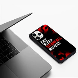 Чехол iPhone 11 Pro матовый Eat Sleep Titanfall Repeat Милитари, цвет: 3D-черный — фото 2