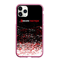 Чехол iPhone 11 Pro матовый Gears tactics белые красные брызги, цвет: 3D-малиновый