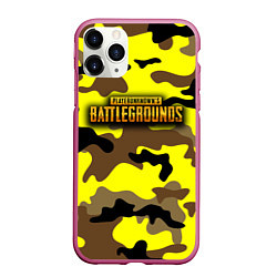 Чехол iPhone 11 Pro матовый PlayerUnknowns Battlegrounds Камуфляж Жёлто-Коричн, цвет: 3D-малиновый