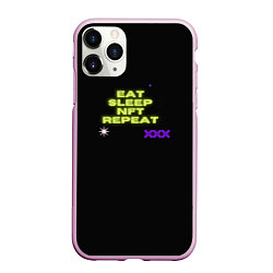 Чехол iPhone 11 Pro матовый Eat, sleep, nft, repeat, неоновый текст, цвет: 3D-розовый