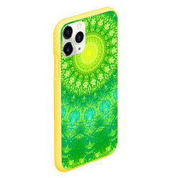 Чехол iPhone 11 Pro матовый Желто-зеленая мандала, цвет: 3D-желтый — фото 2