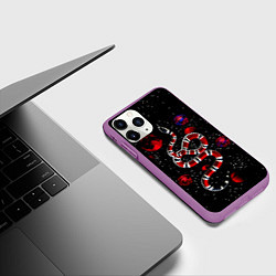 Чехол iPhone 11 Pro матовый Змея в Красном Космосе Space Snake, цвет: 3D-фиолетовый — фото 2