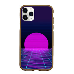 Чехол iPhone 11 Pro матовый Закат розового солнца Vaporwave Психоделика