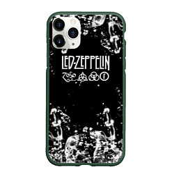 Чехол iPhone 11 Pro матовый LED ZEPPELIN texture вода, цвет: 3D-темно-зеленый