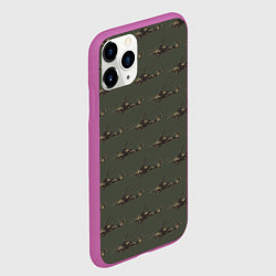 Чехол iPhone 11 Pro матовый Вертолеты паттерн, цвет: 3D-фиолетовый — фото 2