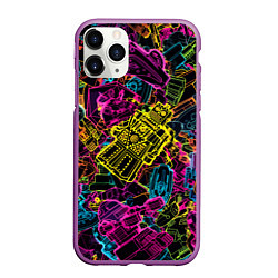 Чехол iPhone 11 Pro матовый Cyber space pattern Fashion 3022, цвет: 3D-фиолетовый